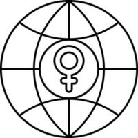 feminism symbol inuti klot ikon i linje konst. vektor