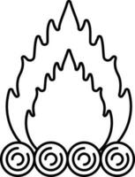 schwarz Gliederung Illustration von Lagerfeuer Symbol. vektor