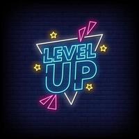 Level up Leuchtreklamen Stil Textvektor vektor