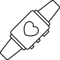 hjärta smart klocka svart stroke ikon eller symbol. vektor