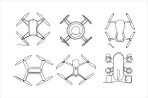 Drohne Kamera kontinuierlich Linie Kunst Vektor einstellen Illustration