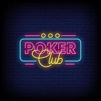 Poker Club Leuchtreklamen Stil Text Vektor