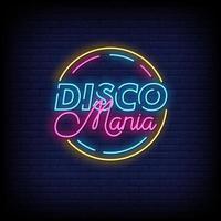 Disco Mania Leuchtreklamen Stil Text Vektor
