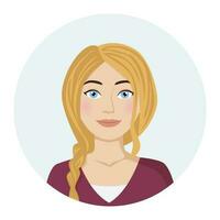 kvinna avatar, blond kvinna porträtt. vektor illustration av en kvinna karaktär i en modern Färg stil