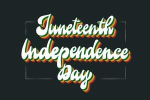 19. Juni Unabhängigkeit Tag groovig Beschriftung Zitat auf schwarz Hintergrund zum Gruß Karten, Poster, Drucke, Aufkleber, Banner, Einladungen, bekleidung Dekor. schwarz Freiheit. eps 10 vektor