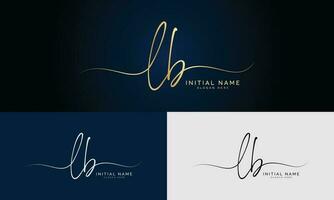 lb första handstil och signatur logotyp design med cirkel. skön design handskriven logotyp för mode, team, bröllop, lyx logotyp. vektor