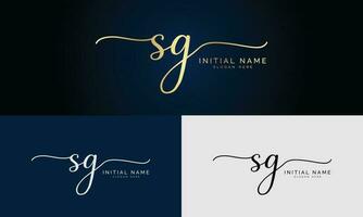 sg Initiale Handschrift und Unterschrift Logo Design mit Kreis. schön Design handgeschrieben Logo zum Mode, Team, Hochzeit, Luxus Logo. vektor