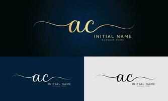 ac Initiale Handschrift und Unterschrift Logo Design mit Kreis. schön Design handgeschrieben Logo zum Mode, Team, Hochzeit, Luxus Logo. vektor