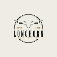 kreativ årgång texas longhorn Land Västra logotyp design begrepp illustration aning vektor