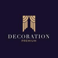 kreativ Vorhang Logo Gebäude Dekoration Vektor Design Konzept Illustration Idee