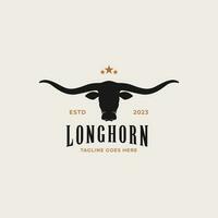 kreativ Jahrgang Texas Longhorn Land Western Logo Design Konzept Illustration Idee vektor