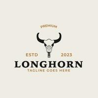 kreativ årgång texas longhorn Land Västra logotyp design begrepp illustration aning vektor