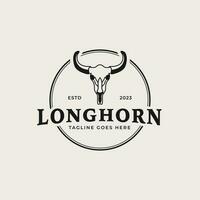 kreativ årgång texas longhorn Land Västra logotyp design begrepp illustration aning vektor