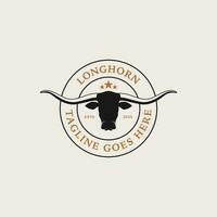 kreativ Jahrgang Texas Longhorn Land Western Logo Design Konzept Illustration Idee vektor