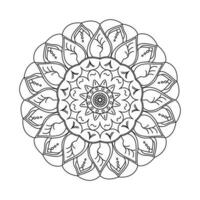 cirkulär mönster blomma av mandala design med hand ritade. unik design med kronblad blomma. vektor mandala blommig mönster med svart och vit bakgrund.