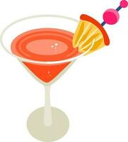 sommar fest färsk cocktail. isometrisk glas med kall peachy dryck. citrus- dryck. vektor