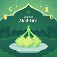 Ketupat auf Aidil Fitri Hintergrundkonzept vektor