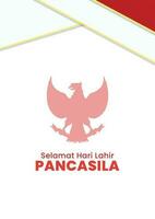 Lycklig pancasila dag. selamat hari lahir pancasila betyder Lycklig födelsedag pancasila. design abstrakt av affisch och silhuett av indonesiska garuda symbol vektor