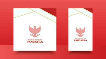 Lycklig pancasila dag. selamat hari lahir pancasila betyder Lycklig födelsedag pancasila. design abstrakt av social media och silhuett av indonesiska garuda symbol vektor