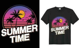 Sommer- T-Shirt Design. Sommer- Paradies, Surfen Paradies, Pause das Wellen, Meer Strand, Kalifornien Strand, Santa Monica Strand mit Palme Bäume Silhouetten, Typografie, drucken, Vektor Illustration.global Farbfelder.