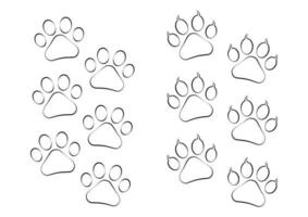 schwarz und Weiß Katze und Hund Fußabdrücke Symbol Färbung Seite vektor