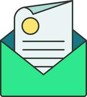 Briefumschlag mit finanziell Papier Symbol im Blau und Grün Farbe. vektor