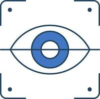 Retina Scanner Symbol im Blau und Weiß Farbe. vektor