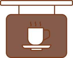 Kaffee oder Cafe Tafel Symbol im braun und Weiß Farbe. vektor