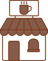 kaffe affär ikon i brun och vit Färg. vektor