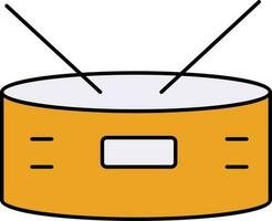trumma med pinne ikon i gul och vit Färg. vektor