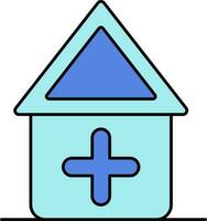 Klinik Symbol im Blau Farbe. vektor