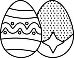 linje konst två tryckt påsk ägg ikon. vektor