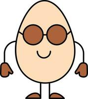 Illustration von Karikatur Ei tragen Sonnenbrille Symbol im braun und Pfirsich Farbe. vektor