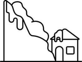 Lawine mit Haus Symbol im schwarz Linie Kunst. vektor