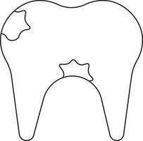 schmutzig Zahn Symbol im schwarz Linie Kunst. vektor