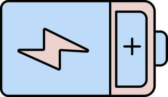 laddning batteri ikon eller symbol i rosa och blå Färg. vektor