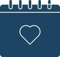 vektor illustration av blå kalender med hjärta ikon.