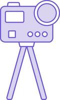 kamera på stå ikon i lila och vit Färg. vektor