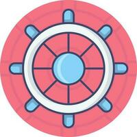 fartyg styrning hjul ikon på rosa bakgrund. vektor
