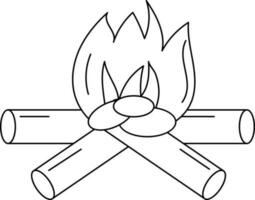 Lagerfeuer Symbol im schwarz Umriss. vektor