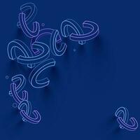 3d Linie Kunst Alphabet c Formen dekoriert auf Blau Hintergrund. vektor
