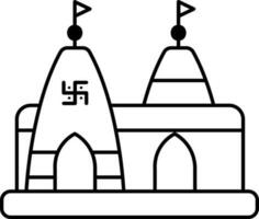 Hindu Tempel Symbol im schwarz Linie Kunst. vektor