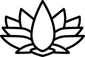 svart linje konst lotus blomma ikon i platt stil. vektor