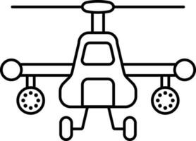 Kampf Hubschrauber Symbol im schwarz Linie Kunst. vektor