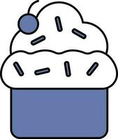 Cupcake Symbol im Blau und Weiß Farbe. vektor