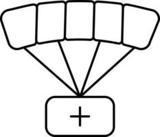 medicinsk fallskärm ikon i svart linje konst. vektor