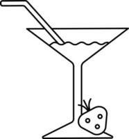 Erdbeere Daiquiri Symbol im schwarz Linie Kunst. vektor