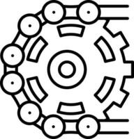 Illustration von gedreht Kette Ausrüstung Symbol im dünn Linie Kunst. vektor
