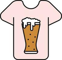 Bier Glas Symbol auf T-Shirt Symbol im braun und Rosa Farbe. vektor