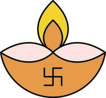 Hakenkreuz Symbol Öl Lampe Gelb und Rosa Symbol. vektor